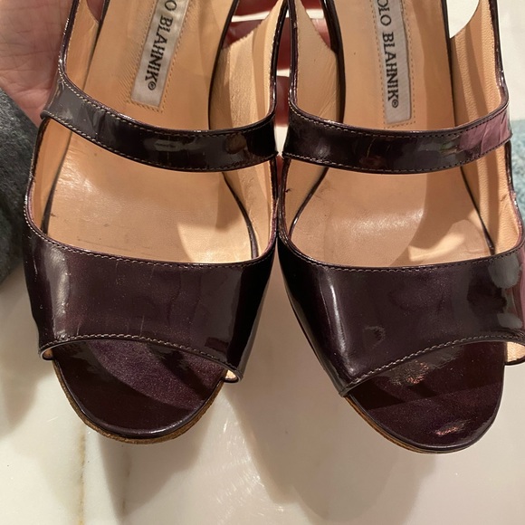 Manolo Blahnik Shoes - Authentic Manolo Blahnick patent sling back heels